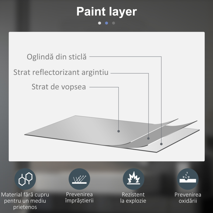  Oglinda de Baie Rotunda cu Lumina LED in 3 Culori si intrerupatoare Touch, Ø70x3.5 cm, Transparent [8]
