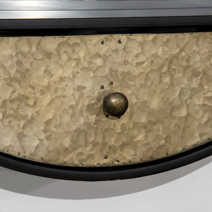  Oglinda de perete rotunda Ø61cm, oglinda decorativa cu sertar si cadru din metal si MDF, negru [9]