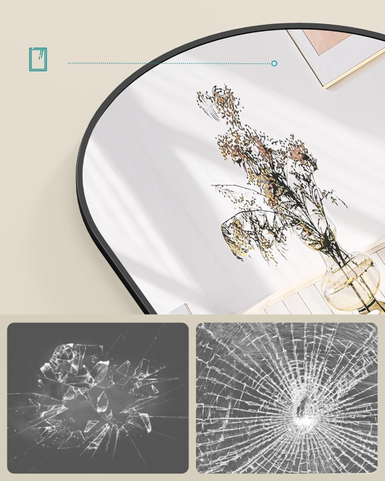 Oglinda decorativa cu rama curbata, 120x40 cm, montaj pe perete sau usa, negru [6]