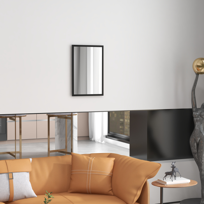  Oglinda Dreptunghiulara de Perete cu Carlige, Sticla si MDF, 60x80 cm, Negru [9]