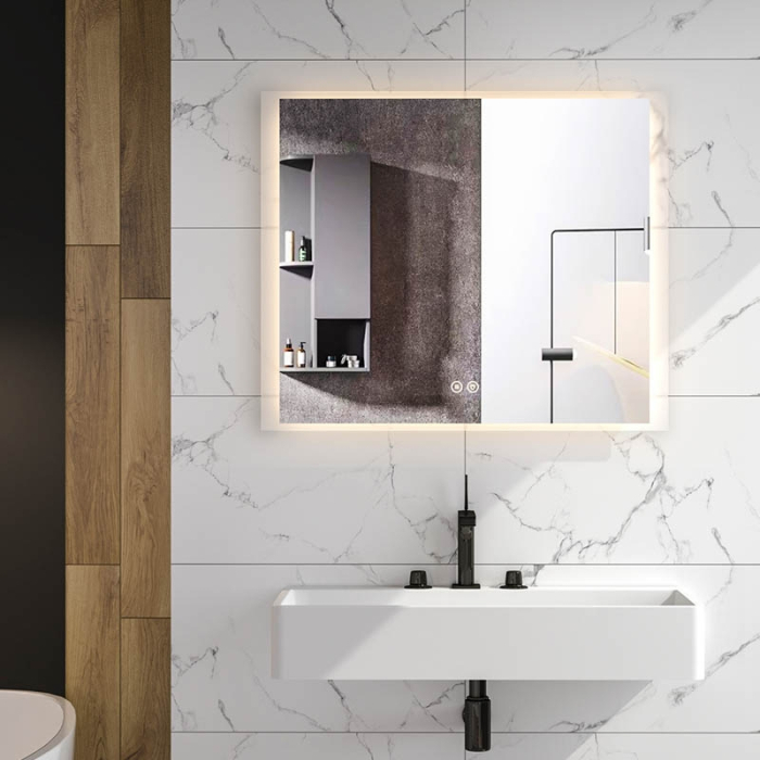 Oglinda Fluminia, Rodin 90, dreptunghiulara, cu LED, 3 culori, dezaburire, 90 cm [2]