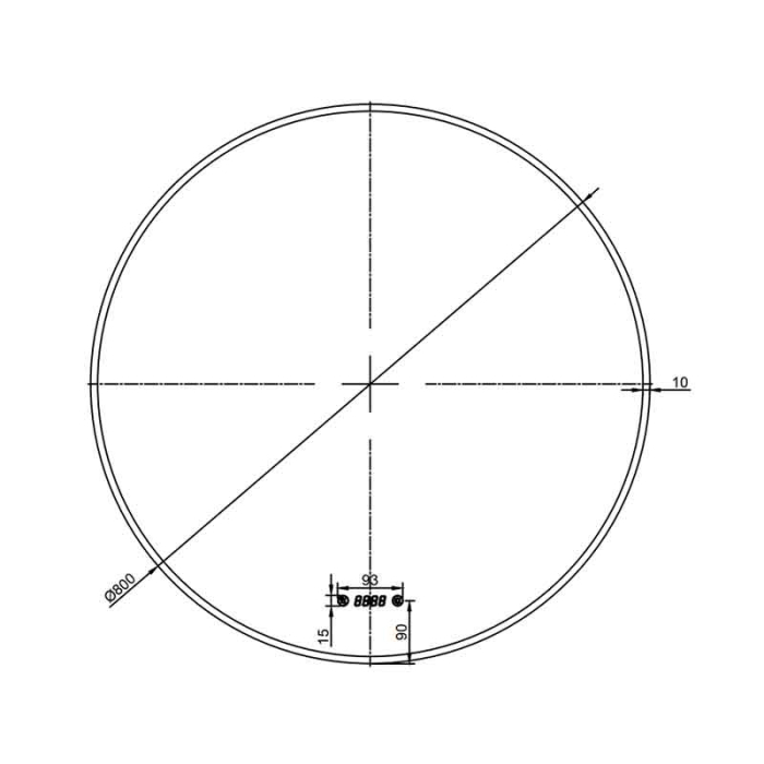 Oglinda LED Fluminia Aster 80 Clock, D80cm, dezaburire, ceas digital, rama gold [2]