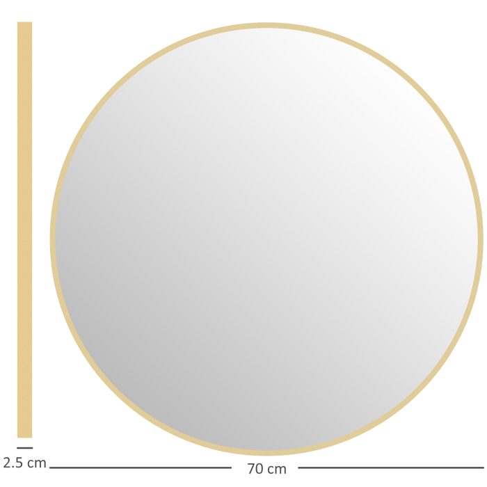  Oglinda Rotunda pentru Baie, din Sticla si Otel, Ø70x2.5 cm, culoare Auriu [3]