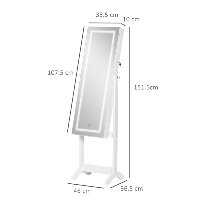  Oglinda Suport Bijuterii - LED Reglabila 46×36,5×151,5 cm [3]