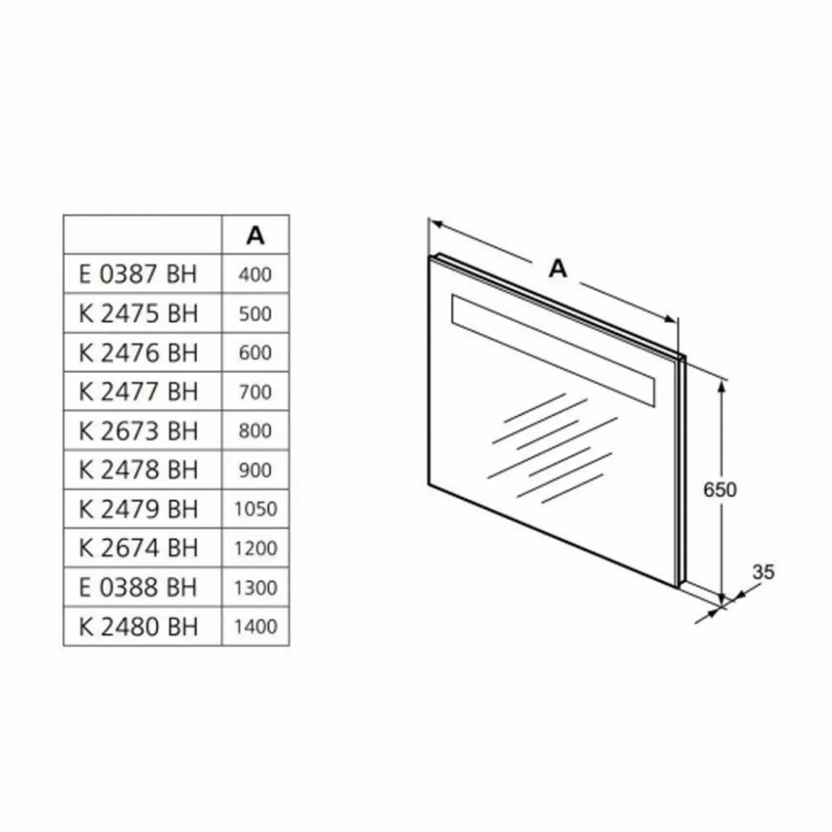 Oglinda suspendata Ideal Standard Strada, 80 x 65 cm, iluminare, K2673BH [5]