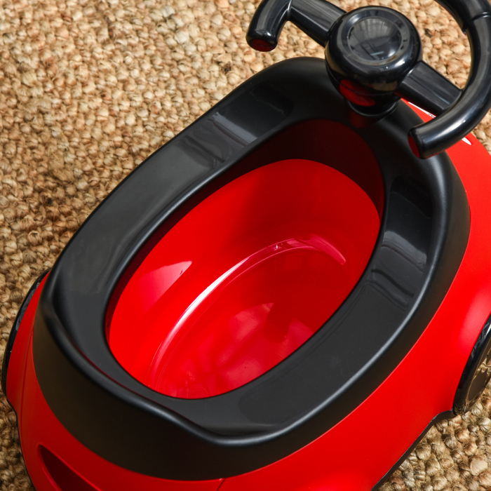  Olita in Forma de Masina pentru Copii de la 6 Luni la 3 Ani cu Volan si Tava Detasabila, 40x27,5x29,1 cm, Rosu [9]