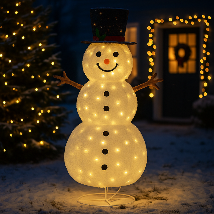 Om de zapada de exterior, pe structura metalica, 180cm, 3D, lumina calda cu 200 LED [5]