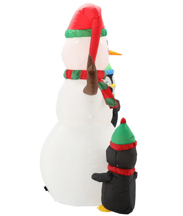 Om de zapada gonflabil de exterior, cu pinguini si iluminare LED, 190 cm, compresor integrat, alb [5]