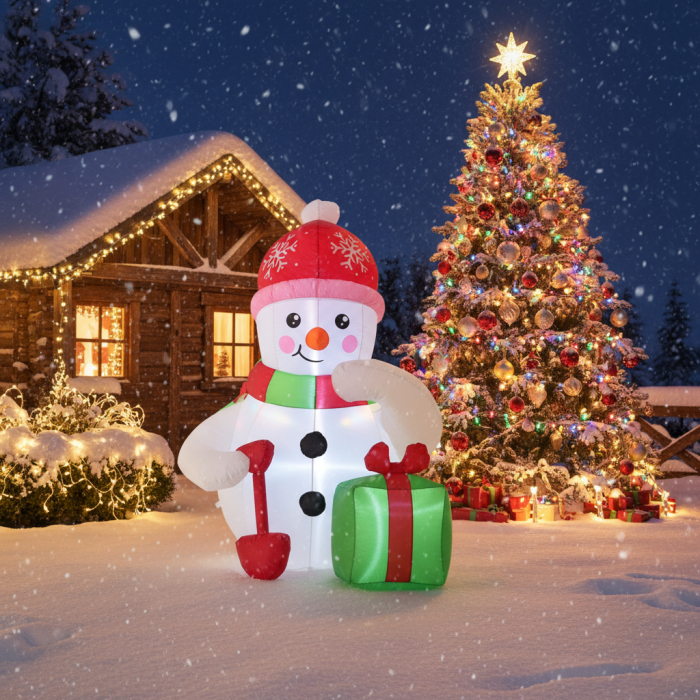 Om de zapada gonflabil pentru exterior, cu iluminare LED, 180 cm, compresor integrat, alb [4]