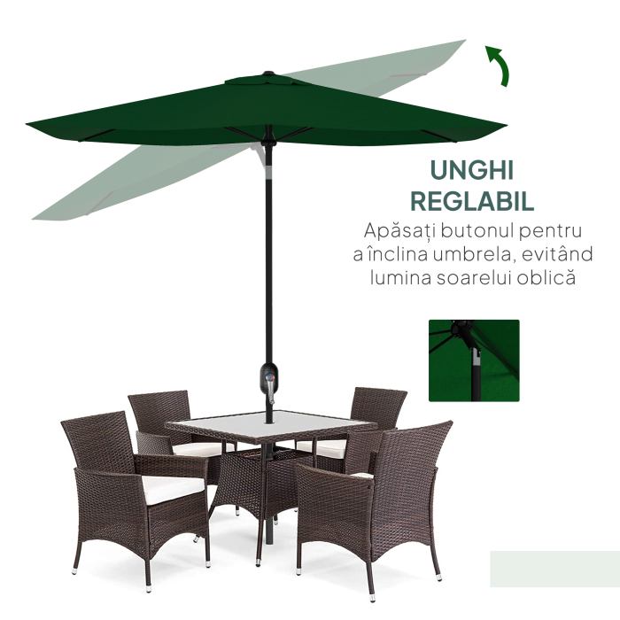  Ombrellone da Giardino 2x3m Inclinabile e Apertura a Manovella Grigio [4]