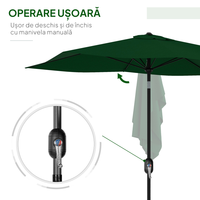  Ombrellone da Giardino 2x3m Inclinabile e Apertura a Manovella Grigio [5]