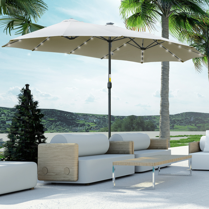  Ombrellone da Giardino 4.5m con 48 LED a Energia Solare e Manovella [2]