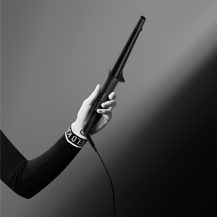 Ondulator de par conic Rowenta Karl Lagerfeld CF324LF0, învelis, Keratin & Glow, 120-200 °C, manusa de protecție, negru&rosu [6]