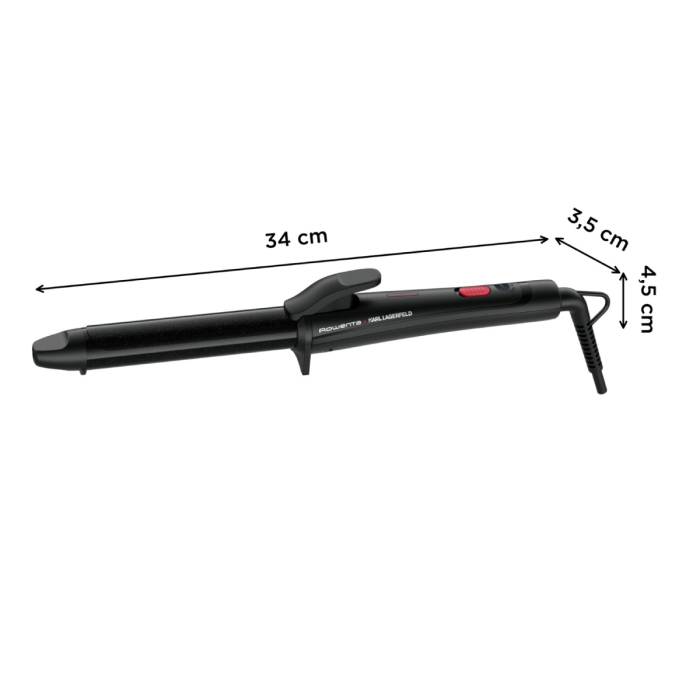 Ondulator de par Rowenta Karl Lagerfeld CF321LF0, învelis exclusiv Keratin & Glow, 200°C, cablul 1.8m, negru&rosu [4]