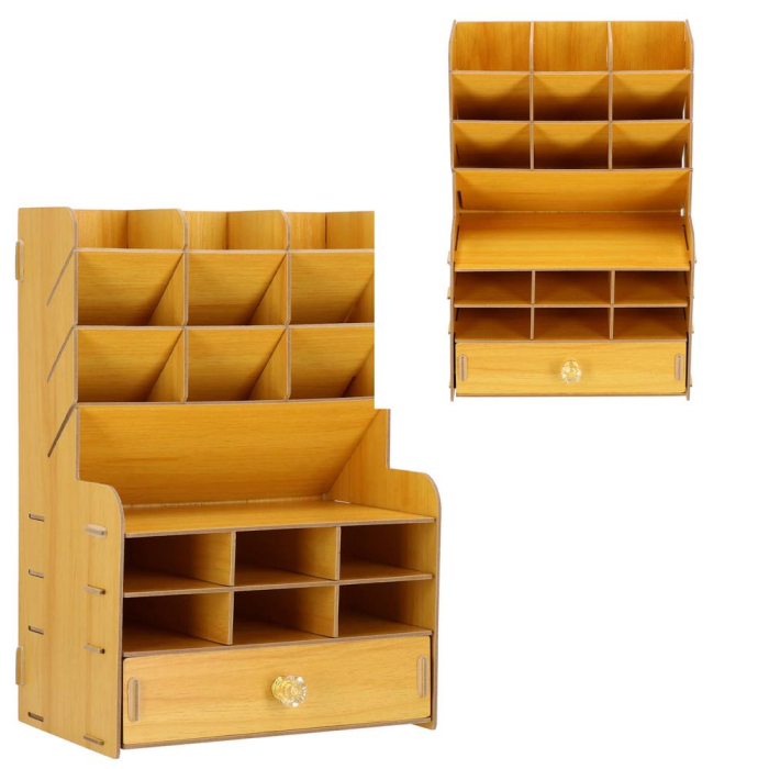Organizator pentru birou, din lemn, cu 15 compartimente si sertar [2]