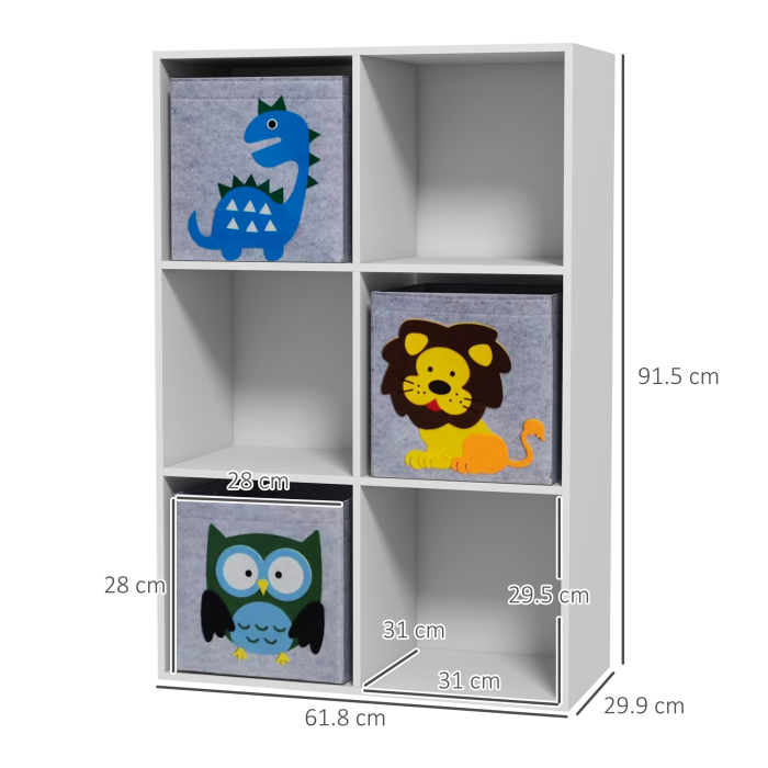  Organizator pentru Jucarii, Dulap de Depozitare cu Trei Sertare din Material, Raft Organizator, 61,8x29,9x91,5 cm, Alb [3]