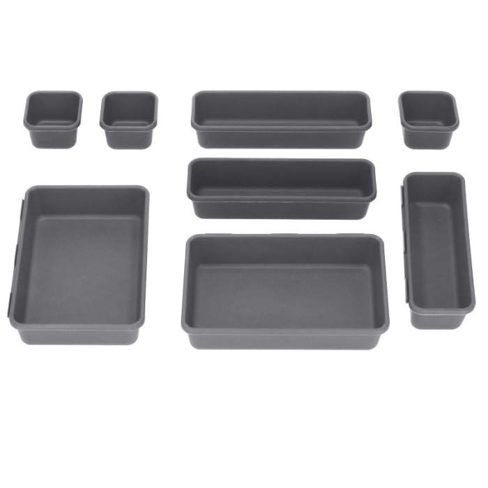 Organizator sertar bucatarie, 8 piese, gri [10]