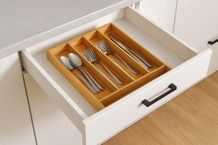 Organizator tacamuri 5Five din bambus si MDF cu 5 compartimente, 34x25 cm, maro natural [5]