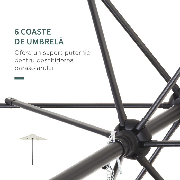  Outusnny Umbrela 2x2 m de Gradina cu Stalp Central, Umbrela pentru Exterior din Aluminiu, Bej [5]