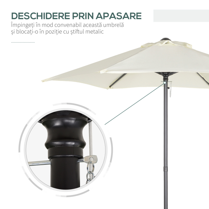  Outusnny Umbrela 2x2 m de Gradina cu Stalp Central, Umbrela pentru Exterior din Aluminiu, Bej [7]
