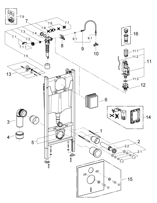 Pachet WC Grohe 39700000, 156 mm, 197 mm, 90, 110 mm, 480 mm, 540 mm, 374 mm, 2 moduri spalare, Lucios [4]
