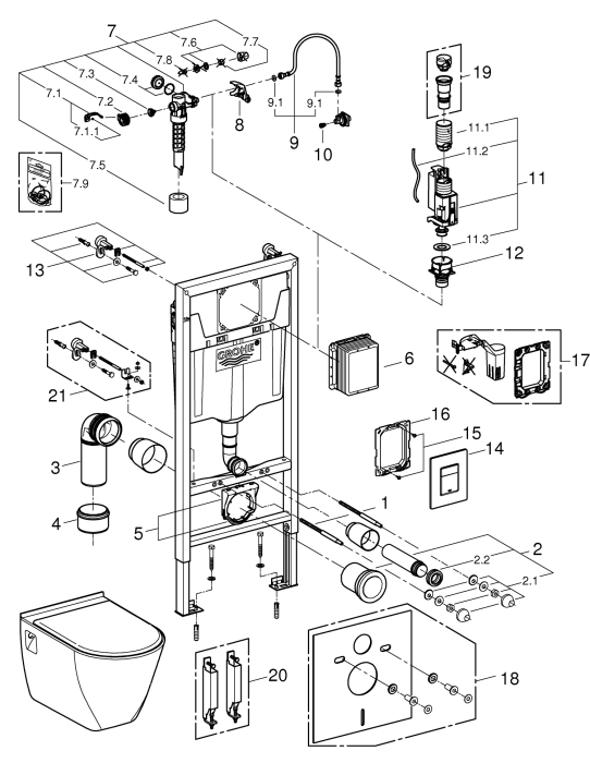 Pachet WC suspendat Grohe 39186000, 4 1 Solido Perfect, tip instalare suspendat, tip instalare cadru incastrat [3]