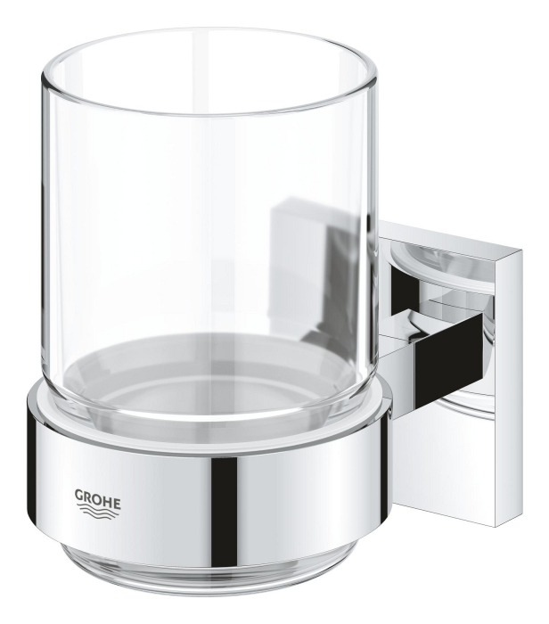 Pahar baie Grohe 41097000, 106 mm, 72 mm, 2 orificii instalare, 300 volum ml, pe perete, sticla, Crom [2]