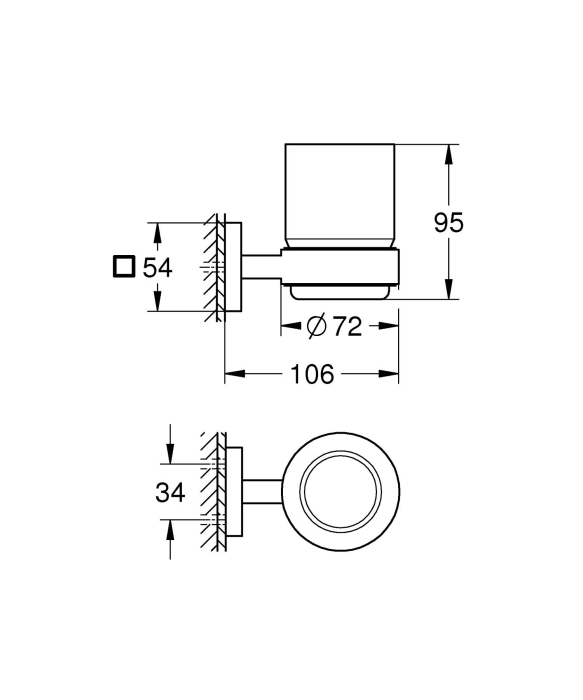 Pahar baie Grohe 41097DC0, Start Cube, pe perete, metal/sticla, mat, otel satinat [9]