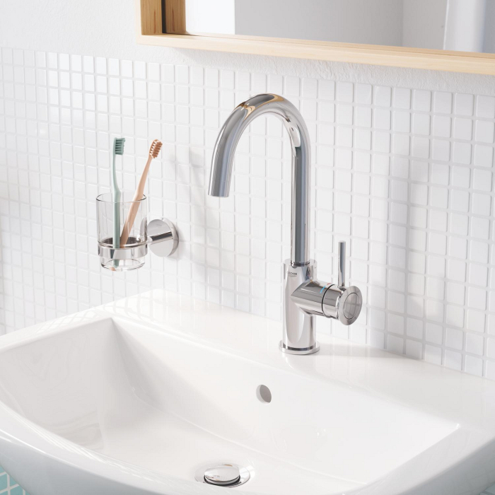 Pahar baie Grohe 41194000, 99 mm, 106 mm, 2 orificii instalare, 150 volum ml, pe perete, sticla, metal, Crom [2]