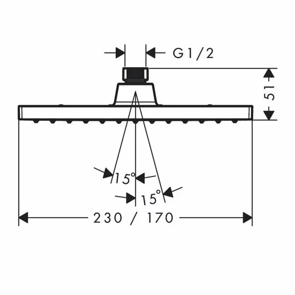 Palarie de dus Hansgrohe Vernis Shape negru mat 230x170 mm 1 functie [2]