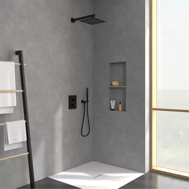 Palarie de dus patrata Villeroy&Boch Universal 25x25 cm negru mat periat 1 functie [5]