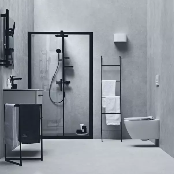 Palarie de dus rotunda din aluminiu Ideal Standard Alu+ negru mat 2 functii [2]