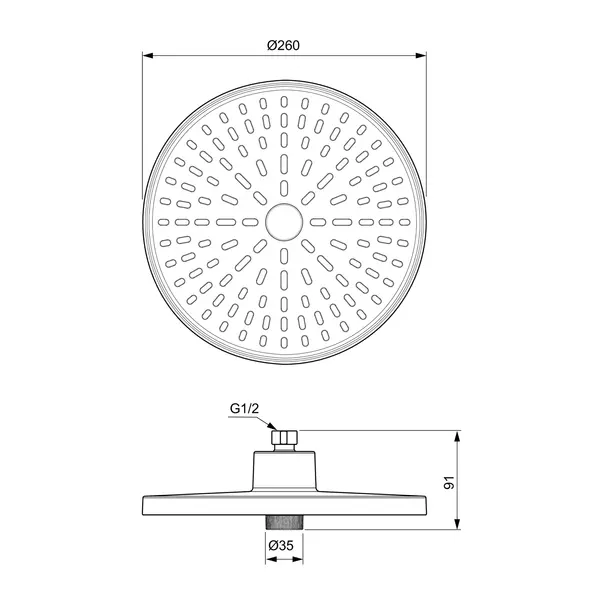 Palarie de dus rotunda din aluminiu Ideal Standard Alu+ negru mat 2 functii [7]