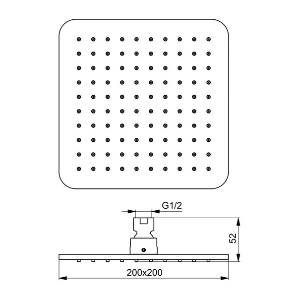 Palarie dus Ideal Standard IdealRain Square negru mat 200x200 mm [2]