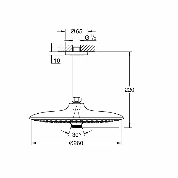 Palarie si brat de dus Grohe Euphoria 260 3 jeturi montare din tavan [3]