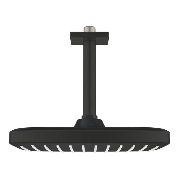Palarie si brat de dus negru mat Grohe Tempesta 250 Cube patrata montaj tavan [3]