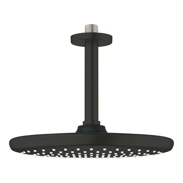 Palarie si brat de dus negru mat Grohe Tempesta 250 Cube rotunda montaj tavan [3]