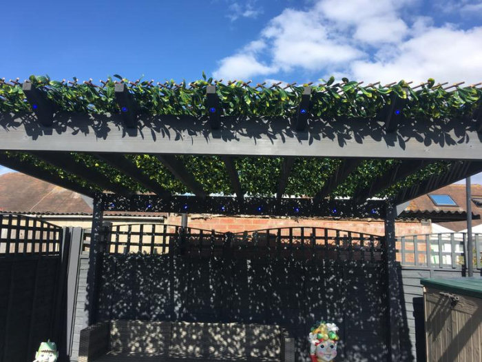 Panou de gard/paravan din lemn si frunze artificiale, extensibil, 100x200cm [9]