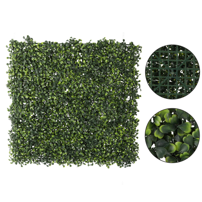 Panou decorativ artificial 50x50 cm, montare pe perete sau gard, buxus mic, interior/exterior [2]