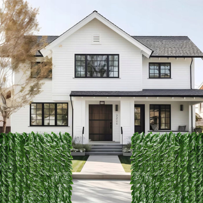 Panou paravan cu frunze artificiale pentru gard sau balcon, 100x500cm, verde [6]