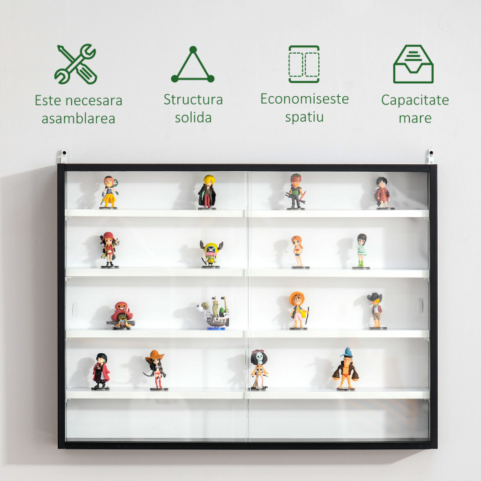  Panou pentru Colectionari - 5 Etajere, Polite Reglabile Negru [7]