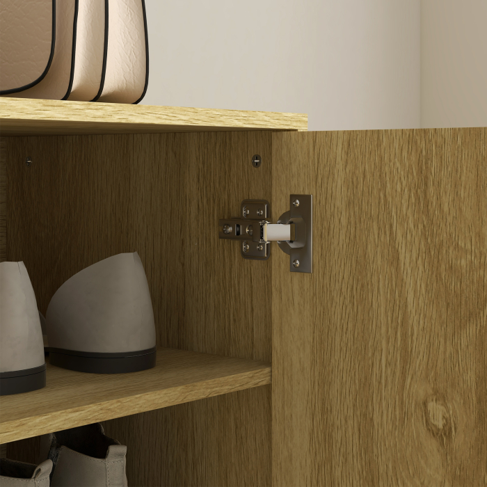  Pantofar Compact pentru 15 Perechi de Pantofi, cu 4 Rafturi Reglabile, 80x38x110cm, Stejar [8]