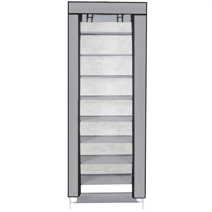 Pantofar din material textil, portabil, cu rafturi, 60x28x168cm, gri [16]