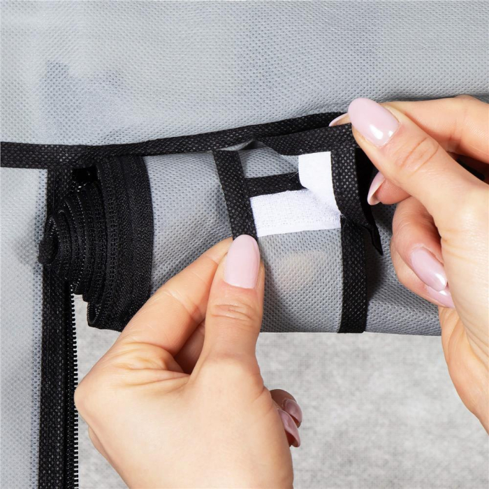 Pantofar din material textil, portabil, cu rafturi, 60x28x168cm, gri [10]