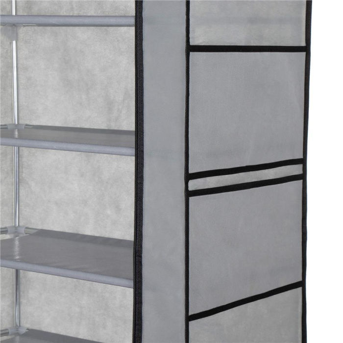 Pantofar din material textil, portabil, cu rafturi, 60x28x168cm, gri [14]