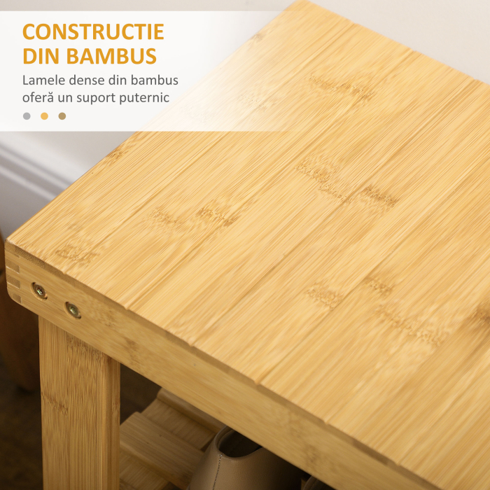  Pantofar tip Bancuta pentru Hol cu 3 Niveluri, 70x28x45 cm, Lemn natural [7]