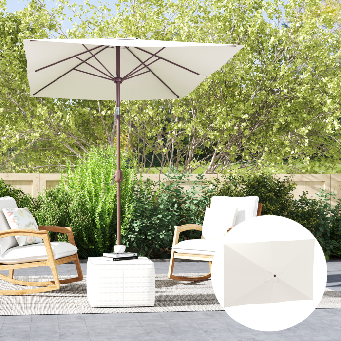  Panza de Schimb pentru Umbrela Dreptunghiulara 3x2 m cu 6 Spite, Poliester Anti-UV 50+, Bej [9]