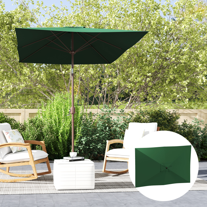  Panza de Schimb pentru Umbrela Dreptunghiulara 3x2 m cu 6 Spite, Poliester Anti-UV 50+, Verde [9]