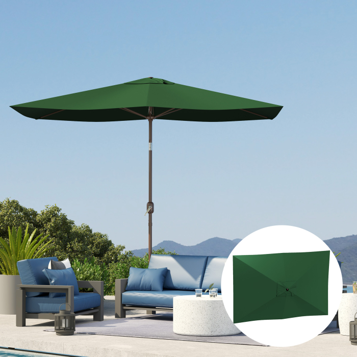  Panza de Schimb pentru Umbrela Dreptunghiulara 3x2 m cu 6 Spite, Poliester Anti-UV 50+, Verde [8]