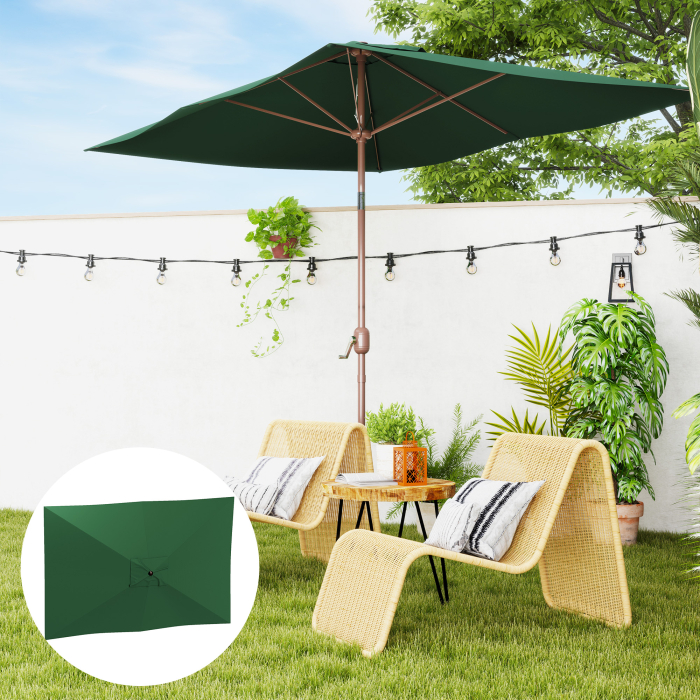  Panza de Schimb pentru Umbrela Dreptunghiulara 3x2 m cu 6 Spite, Poliester Anti-UV 50+, Verde [2]